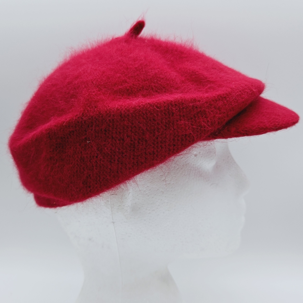 Elegant Vintage Red Angora Wool Blend Beret